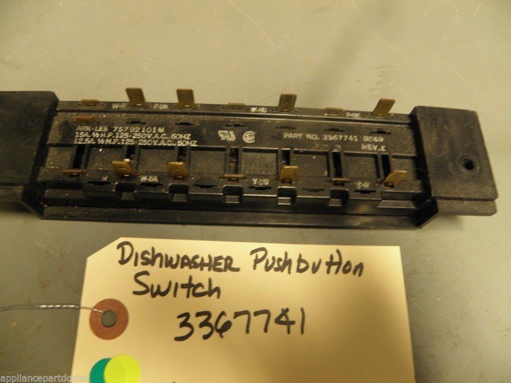 Whirlpool Dishwasher 3367741 Pushbutton Switch used Whirlpool Dishwasher 3367741 Pushbutton Switch used